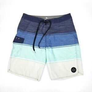 Rip Curl Striped Blue Board Shorts Swimwear Summer Trunks 9" 28
